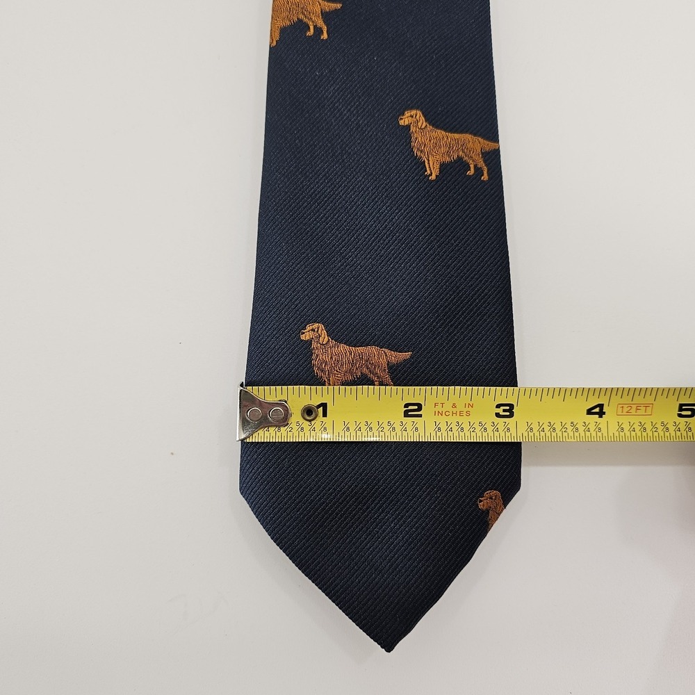 Chippmunk Creations Dog Motif Tie‎ Navy Golden Retriever Made USA Hunting - Picture 2 of 6